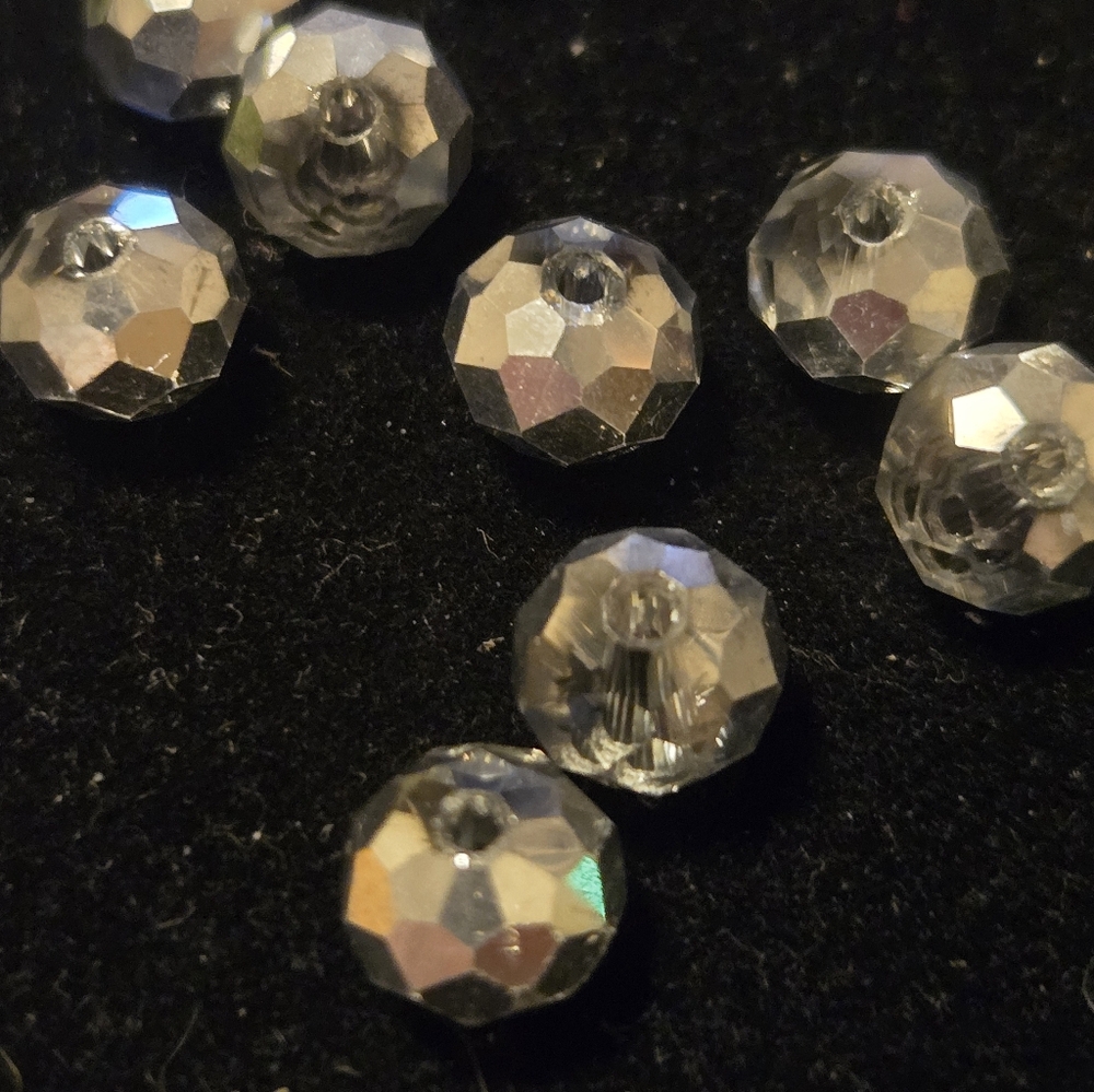 Silver Faceted Austrian Crystal Beads